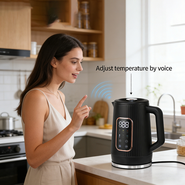 Modern Style Smart Voice App Controlled Electric Kettle 1.7L Capacity Temperature Control Double Wall Anti-Scald Household