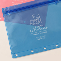 Sac cosmétique en PVC transparent givré bleu avec impression personnalisée du logo, sac de voyage en PVC avec fermeture éclair, sac de maquillage en PVC imperméable