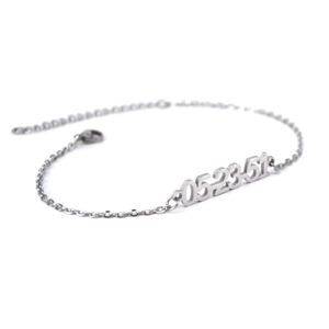 Customized 18K Gold Plated Personalised Number Date <strong>Anklet</strong> <strong>Bracelet</strong> - Product Image 4