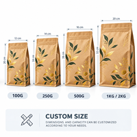 Sachet personnalisé en papier kraft sans fenêtre pour tisanes, scellé sur huit côtés avec marquage à chaud, pour la vente au détail et en gros