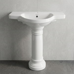 Vistaar Glossy White Ceramic 25x19 Inch Full Pedestal Wash Basin Hospital Hand Wash Sink Made in India - Product Image 4