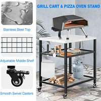 Table de four à pizza d'extérieur mobile à double étagère, table de travail commerciale en acier inoxydable pour la préparation des aliments avec tiroir sur roulettes