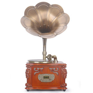 Brun Vintage classique décoration de la maison rétro Antique Gramophone phonographe platine vinyle <span class=keywords><strong>tourne</strong></span>-<span class=keywords><strong>disque</strong></span> stéréo haut-parleurs système - Product Image 1