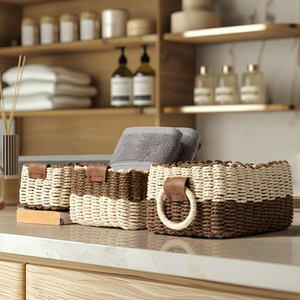 Lot de 3 paniers de rangement naturels tissés à la main en gros - Product Image 3