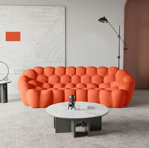 फैशन डिजाइन लक्जरी घुमावदार हनीकॉम्ब लिविंग रूम विला सोफा नरम मखमली कपड़े आधुनिक लक्जरी बुलबुला सोफा - Product Image 6