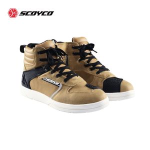 SCOYCO Zapatos de motocicleta Protección de tobillo impermeable Fácil de limpiar <span class=keywords><strong>Botas</strong></span> de carreras de calle de cuero encerado <span class=keywords><strong>vintage</strong></span> - Product Image 1