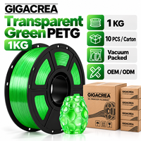 Filamen Printer 3D PETG Transparan Hijau Grosir 1KG Spool OEM Label Pribadi dari Produsen untuk Pesanan Massal