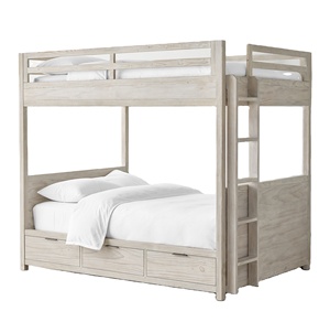 Meubles de chambre à coucher en bois modernes personnalisables, lit superposé confortable avec échelle - Product Image 1