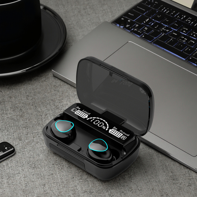 Original M10 In-Ear Wireless Earbuds Sports Stereo Noise Cancelling Headphones with LED/Battery Indicator Power Bank Function