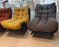 Fauteuil d'appoint moderne en tissu rembourré avec pieds en bois massif, pivotant et inclinable, pour salon, salle à manger, meubles de loisirs faits à la main pour la maison