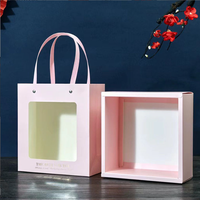 Boîte à tiroirs en papier kraft rétro créative, boîte cadeau vide portable avec fenêtre transparente
