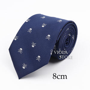 Halloween Skull Pumpkin Tie 6cm 7cm 8cm uomo poliestere Fun Black Necktie Tuxedo Festival banchetto Suit Party Cravat accessorio regalo - Product Image 4