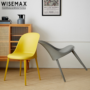 Muebles de Comedor Modernos WISEMAX, <span class=keywords><strong>Silla</strong></span> de Comedor Redonda con Cojín, <span class=keywords><strong>Silla</strong></span> Económica de Plástico PP Ligero sin Brazos - Product Image 5