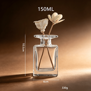 Bouteille vide de diffuseur de parfum à bâtonnets de 150 ml, carrée, épaisse, couleur ambre, avec bouchon, à bord évasé, personnalisable, de qualité supérieure - Product Image 3