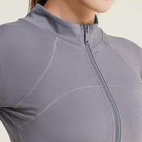 Nouvelle arrivée, veste à manches longues coupe-vent, douce pour la peau, double fermeture éclair, veste de sport, veste décontractée pour la gym, veste de yoga