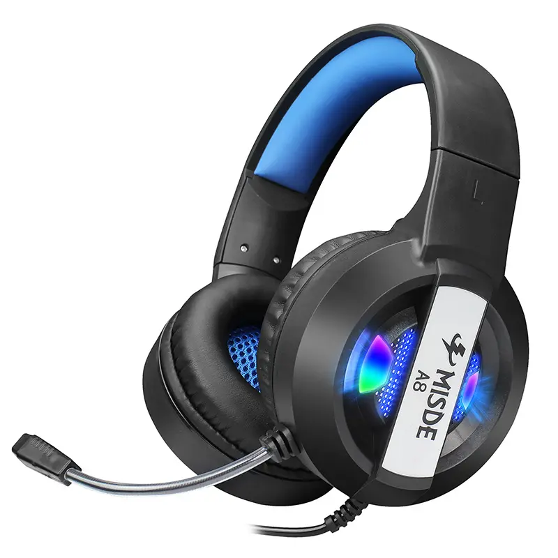 Headset para jogos eletrônico a8 led, venda quente, colorido, competitivo, com microfone, preço de fábrica, oem