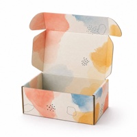 Boîte d'expédition ondulée personnalisée avec logo, motif abstrait aquarelle, impression couleur intégrale à l'intérieur, style nordique, pour emballage cadeau