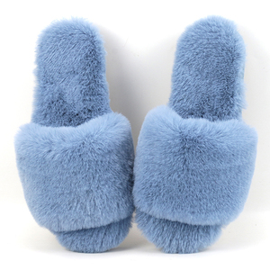 Pantofole <span class=keywords><strong>da</strong></span> <span class=keywords><strong>donna</strong></span> in pelliccia sintetica Fuzzy Memory Foam imitazione piatta in pelliccia di coniglio pantofole punta aperta scarpe <span class=keywords><strong>da</strong></span> <span class=keywords><strong>casa</strong></span> sandali - Product Image 3