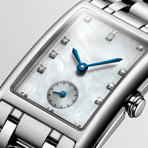 Montre rectangulaire à quartz de petite taille avec index en diamant et bracelet en acier inoxydable pour femmes Longinesing - Product Image 3