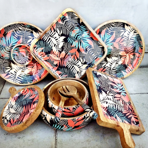 ถาดเสิร์ฟไม้ลายศิลปะจาก CRAFTS GALORE แบบกำหนดเองได้ ตกแต่งอย่างหรูหรา ขัดเงา ทำด้วยมือ ทาสี สำหรับร้านอาหาร - Product Image 1