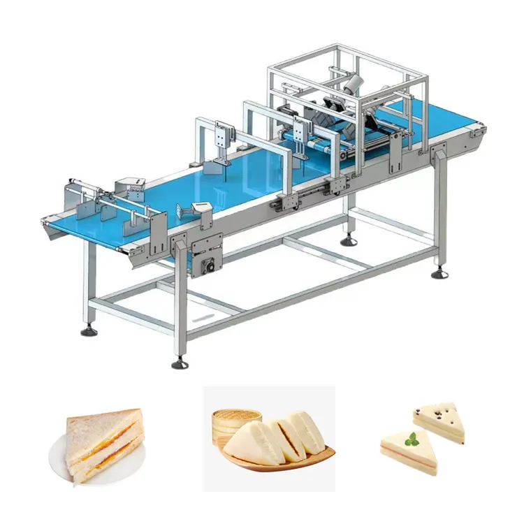 Ультразвуковая двухрядная машина для резки сэндвич-хлеба с курицей и сыром