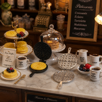Machine à gaufres miniature 1:12 pour maison de poupée avec aliments factices, modèle de gaufrier en alliage métallique, jouet de cuisine, vente en gros