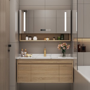 Mueble de baño pintado de lujo, lavabo de cerámica integrado, lavamanos, combinación de mueble y lavabo - Product Image 3