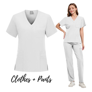 Women's Scrub Uniform Set V-Neck Top And Pants Moisture Wicking Lightweight Workwear For Hospital Nursing Split Set - Product Image 2