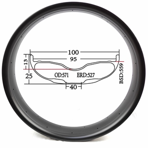 BIKEDOC RFW100H25 26er jante 100mm largeur 25mm hauteur <span class=keywords><strong>Micro</strong></span> cannelure neige jante de vélo plein carbone Fat Bike <span class=keywords><strong>roue</strong></span> - Product Image 3
