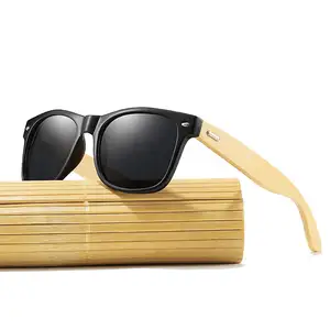 Kacamata hitam bambu, bingkai kayu persegi terpolarisasi mengemudi memancing untuk pria wanita gaya klasik