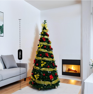 <span class=keywords><strong>Sapin</strong></span> <span class=keywords><strong>de</strong></span> <span class=keywords><strong>Noël</strong></span> pliable <span class=keywords><strong>pré</strong></span>-décoré en PVC <span class=keywords><strong>de</strong></span> haute qualité, écologique, avec base autoportante, lumières LED et décorations - Product Image 2