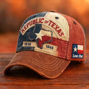 Cappellino da Baseball Ricamato a Forma di Mappa dello Stato di Texas, Regolabile e Lavato - Product Image 6