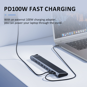 Máy tính xách tay Docking Station cho máy tính xách tay đứng USB đầu đọc thẻ Hub <span class=keywords><strong>Ethernet</strong></span> <span class=keywords><strong>Adapter</strong></span> USB C 9 trong 1 USB-C Type-C HUB cho iPad Pro - Product Image 6