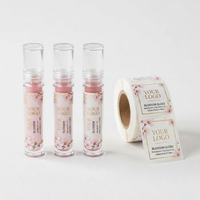 Étiquettes personnalisées transparentes pour gloss à lèvres, autocollants cosmétiques en vinyle imperméables, rouleaux d'étiquettes pour gloss à lèvres avec logo privé