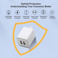 Chargeur mural HNT 10,5 W double port USB-A, adaptateur d'alimentation à charge rapide PD 3.0, chargeur portable pour iPhone Samsung certifié FCC