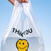 Sac de courses transparent en PE, sac de transport pour épicerie en HDPE, emballage de marché jetable imprimé sur mesure