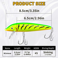 Umpan Pancing Wobble Rattle Minnow 85mm 13.7g, Umpan Tiruan Ikan Kecil, Model Tenggelam, Lemparan Jauh, Laris Manis, Grosir Baru