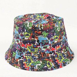Flower Animal Cartoon Printed Fisherman <b>Hat</b> <b>Reversible</b> <b>Bucket</b> Cap <b>Hat</b> - Product Image 3