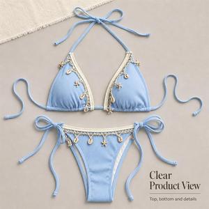 Bikini de Tanga Personalizado para Mujer, con Parte Inferior Acanalada, para Playa, Piscina, Vacaciones de Verano - Product Image 1
