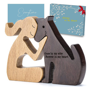 Wooden Carved <b>Dog</b> <b>Ornament</b> Engraved Pet Souvenir Gift Modern Nordic Decoration Eco Friendly Animal Figurine - Product Image 2