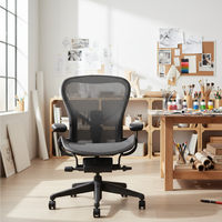 Chaise de bureau ergonomique en alliage d'aluminium, pivotante/avec accoudoirs réglables en hauteur, base pivotante à roulettes pour le bureau à domicile