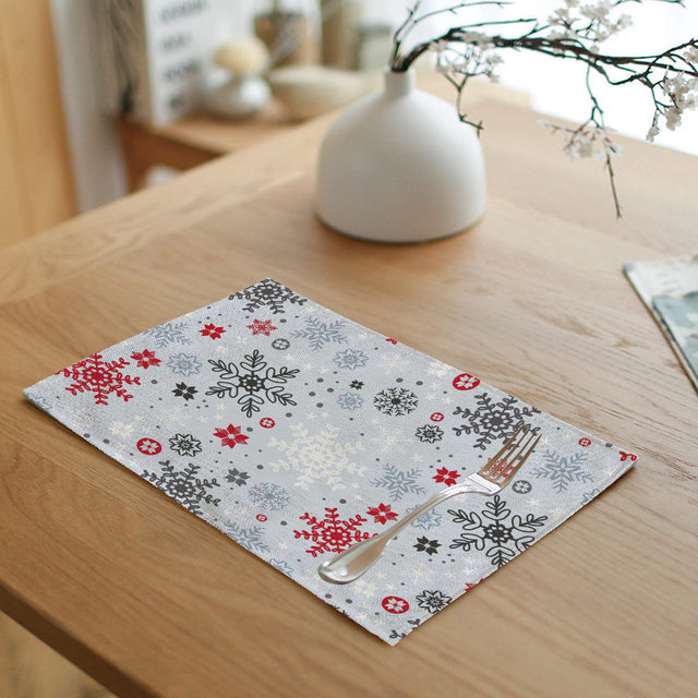Mesa de mesa de estampado de santa algodón Mat de la mesa occidental Mesa de placemat Mesa decorativa Mesa de mesa de estampado de santa algodón Mat de la mesa occidental Mesa de placemat Mesa decorativa