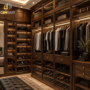 CBMmart Armoire de <span class=keywords><strong>luxe</strong></span> moderne sur mesure pour <span class=keywords><strong>homme</strong></span>, style Shaker, avec éclairage LED, en bois foncé, pour <span class=keywords><strong>dressing</strong></span> organisé - Product Image 1