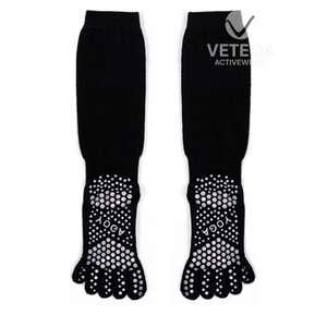Calcetines Vetega hasta la Rodilla con 5 Dedos para Adultos, 100% Algodón Tejido Antideslizante, Color Negro Sólido, Uso Diario Informal para Otoño - Product Image 5