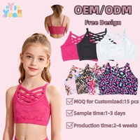 Sujetadores deportivos personalizados con estampados a color para niñas, tops cortos con diseño cruzado frontal, diseñados para niños activos, para danza, yoga y ropa deportiva.