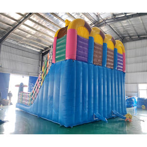 Grand toboggan gonflable en PVC pour parc animalier, aire de jeux extérieure, château gonflable de dessin animé, combo toboggans à double voie, deux murs d'escalade - Product Image 5