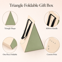 Boîte cadeau pliable triangulaire, emballage plat en une seule pièce avec poignée, logo personnalisé, écologique, pour bonbons, desserts, pâtisseries, directement de l'usine
