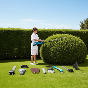 Taille-haie électrique sans fil 21V avec batterie lithium-ion, perche télescopique, tête rotative, outil de jardin multifonctionnel - Product Image 2