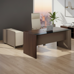 Bureau de direction moderne en forme de L, table d'ordinateur en bois, poste de travail de PDG de luxe, mobilier de maison design - Product Image 3