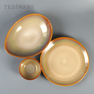 Set di Piatti in Ceramica Sfumata, Stoviglie per Casa e Ristorante, Design Semplice e Creativo, Ciotola Bassa per Insalata, Piatto da Tavola - Product Image 5